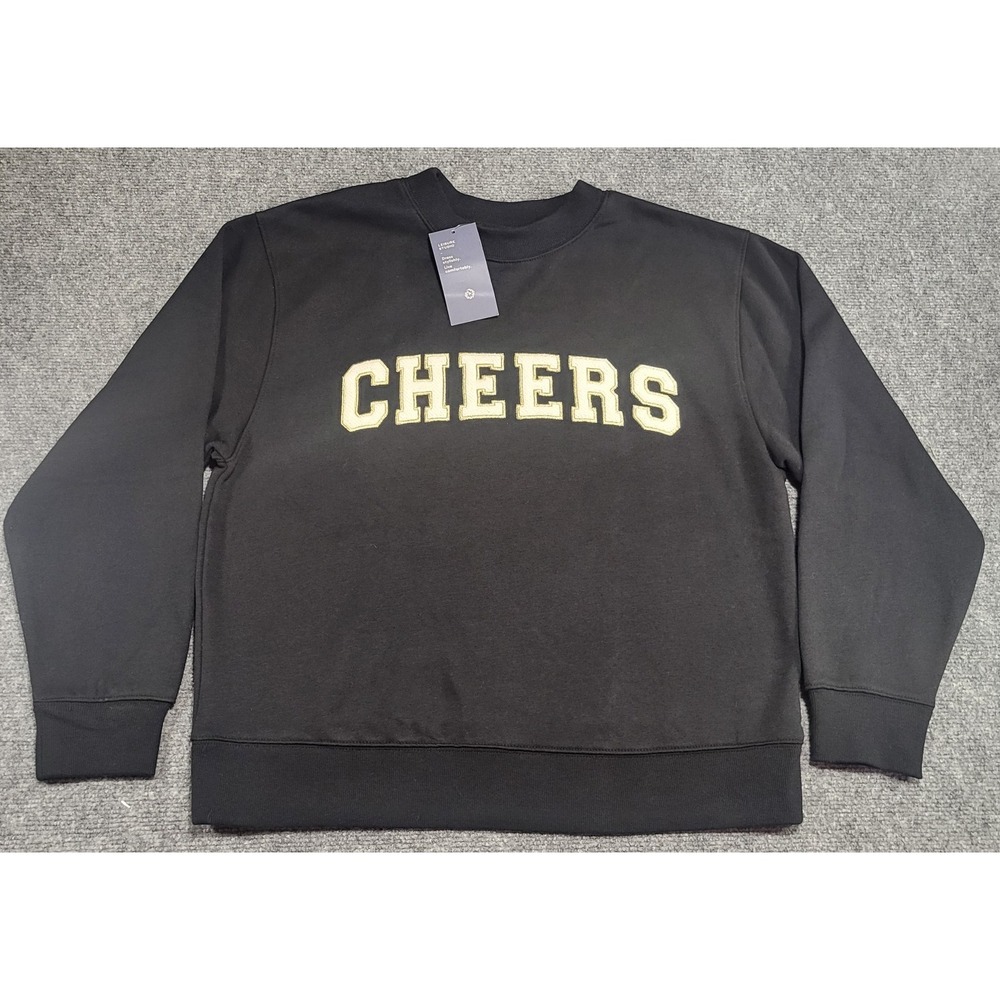 Universal Thread Woman's "CHEERS" Black Crewneck Sweatshirt Size Medium